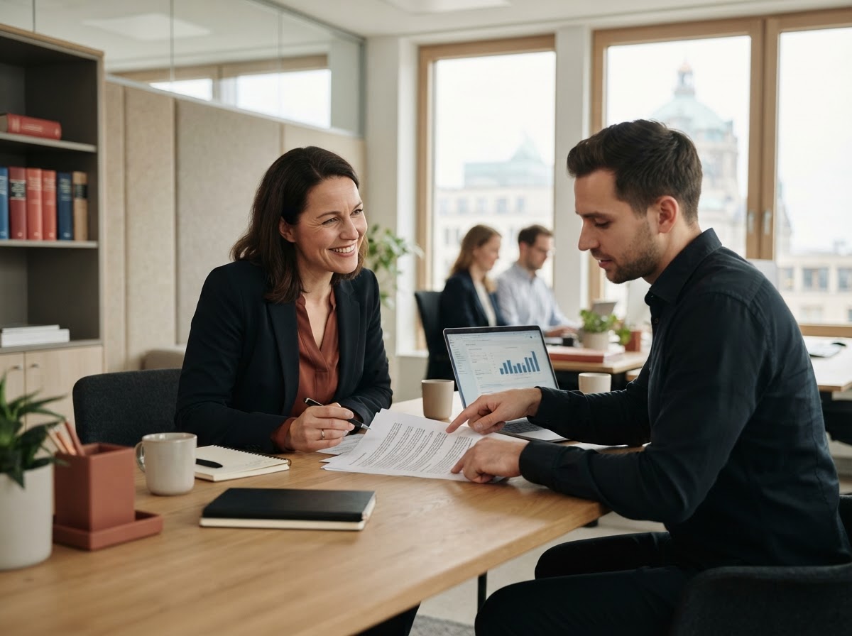 Klar Fristbürgnis Analystenteam bei der Auswertung von Portfoliodaten